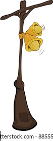 Column and loudspeakers. Cartoon