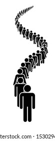 Uma coluna de pessoas. Grande grupo de pessoas. Conceito de Pessoas Imagem Pictograma Ícones. Sinais de multidão. 