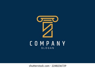 Column pillar law firm vector logo on blue background