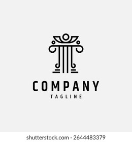 logotipo coluna pilar com estilo clássico vintage linha arte design
