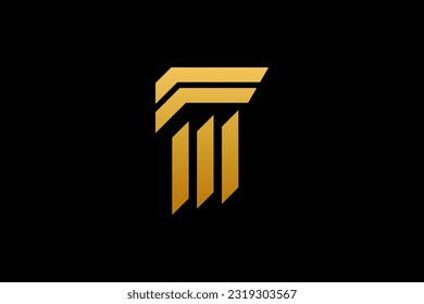 Column pillar logo design with luxury golden color