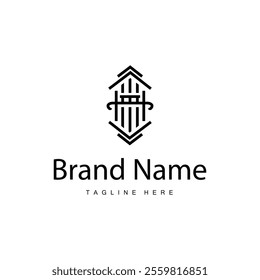 column pillar logo design simple design retro vintage silhouette for product brand