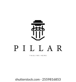 column pillar logo design simple design retro vintage silhouette for product brand