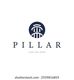 column pillar logo design simple design retro vintage silhouette for product brand