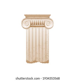 Column Pillar Vector. Greek Or Roman Old Architecture. Ancient Antique Classic Column From Greece, Rome. White Pedestal Illustration. Old Style Design Pillar, Marble Stone Isolated Sculpture Icon. 