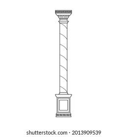 Column pillar vector icon. Outline vector icon isolated on white background column pillar.