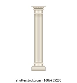 Column Pillar Vector Icon. Realistic Vector Icon Isolated On White Background Column Pillar.