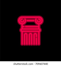 Column red glowing neon ui ux icon. Glowing sign logo vector