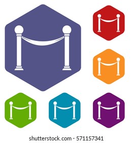 Column with ribbon icons set rhombus in different colors isolated on white background