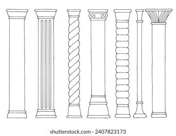 Column set graphic black white isolated sketch illustration vector