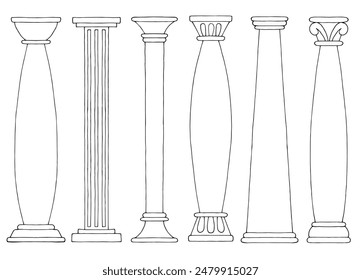 Column set graphic black white isolated sketch illustration vector 