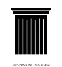 column silhouette of a classical greek pillar with fluted shaft and capital ideal for architectural design assets