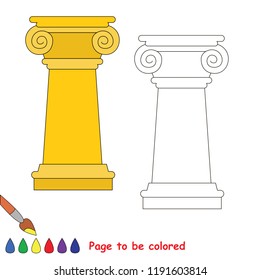 Column stone to be colored, the coloring book for preschool kids with easy educational gaming level.