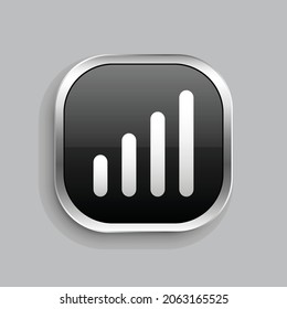 diseño de iconos de onda de columna. Estilo botón brillante rectángulo redondeado aislado en fondo gris. Ilustración del vector