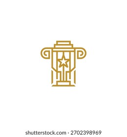 Coluna e vencedor copo logotipo projeto.