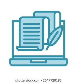 Column Writer dual tone blue color mini illustration icon, use for journalist, broadcasting, news and media UI, UX kit, app and web development, digital or print.