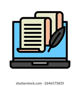 Column Writer mini ilustração ícone de cor de contorno, uso para jornalista, radiodifusão, notícias e mídia UI, kit UX, aplicativo e desenvolvimento web, digital ou impresso.
