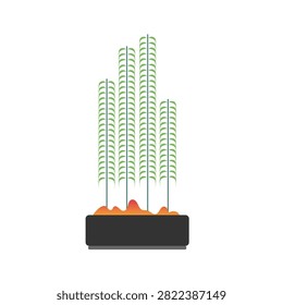 Columnar Cactus Plant in Flat Pot Flat Vector
