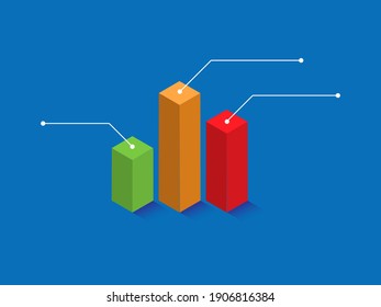 Columnar vector business chart. Growth indicators schedule template. Color data columns