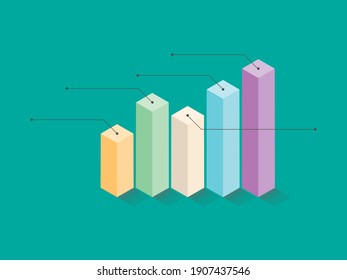 Columnar vector business chart. Growth indicators schedule template. Color data columns