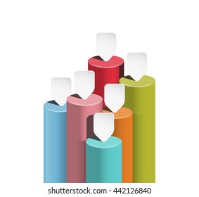 Columnar vector business chart. Growth indicators schedule template. Color data columns