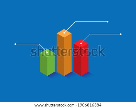 Columnar vector business chart. Growth indicators schedule template. Color data columns