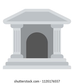 
Columns building exterior, bank building architecture icon design 
