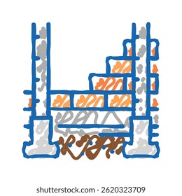 colunas construindo estrutura ícone doodle esboçar vetor. colunas construindo estrutura sinal. símbolo isolado ilustração