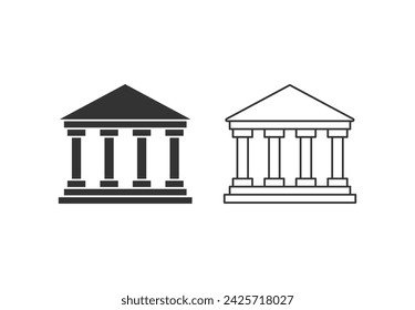 columns building vector isolated. black outline isolated white background