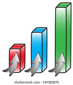 columns of the chart arrow indicators growth