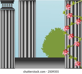 columns with flowers and room for your additions  vector