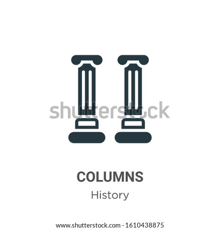 Columns glyph icon vector on white background. Flat vector columns icon symbol sign from modern history collection for mobile concept and web apps design.