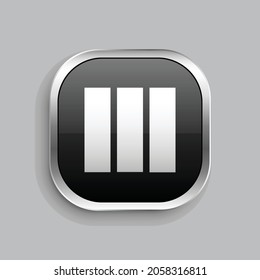 in columns icon design. Glossy Button style rounded rectangle isolated on gray background.. Vector illustration