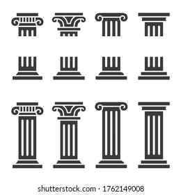 Columns icon set.  Ancient architecture pillars vector illustration