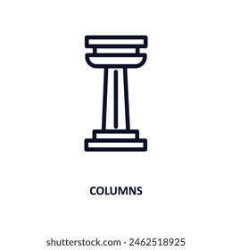 columns icon. Thin line columns icon from history collection. Outline vector isolated on white background. Editable columns symbol can be used web and mobile