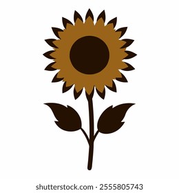 Colure Nice Beautiful Sunflower Dark Theme on White Background