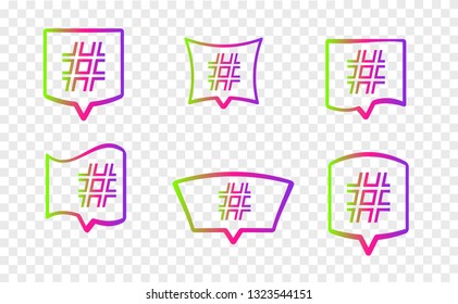 Colurful hashtag in speech bubble set in vector graphics