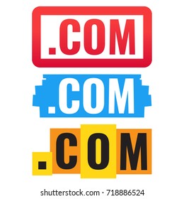 .Com. Badge, icon, stamp set. Vector illustrations on white background.
