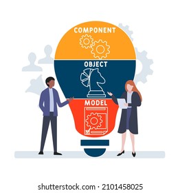 COM - Component Object Model acronym. business concept background.  vector illustration concept with keywords and icons. lettering illustration with icons for web banner, flyer, landing page