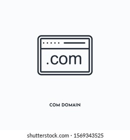 com domain outline icon. Simple linear element illustration. Isolated line com domain icon on white background. Thin stroke sign can be used for web, mobile and UI.