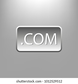 Com web button. Silver metallic pushbutton