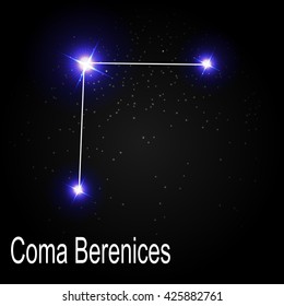 Coma Berenices Constellation with Beautiful Bright Stars on the Background of Cosmic Sky Vector Illustration EPS10