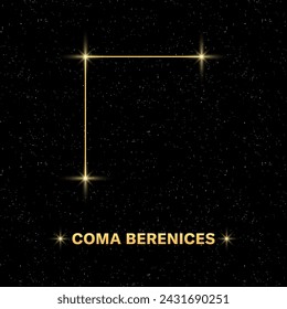 Coma Berenices constellation icon. Starry sky. Flat style. Vector illustration