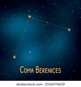 Coma berenices constellation illustration on starry night sky background.