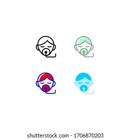 coma icon set. flat, simple, outline, color. healthcare and medical icon.