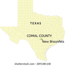 Comal County And City Of New Braunfels Location On Texas State Map