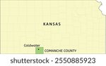 Comanche County and city of Coldwater location on Kansas state map