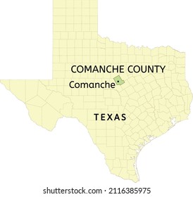 Comanche County and city of Comanche location on Texas state map