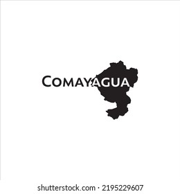 Comayagua map and black lettering design on white background