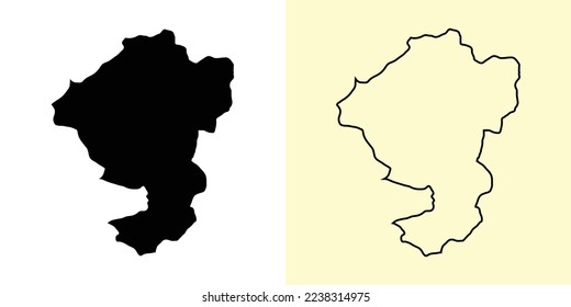 Comayagua map, Honduras, Americas. Filled and outline map designs. Vector illustration